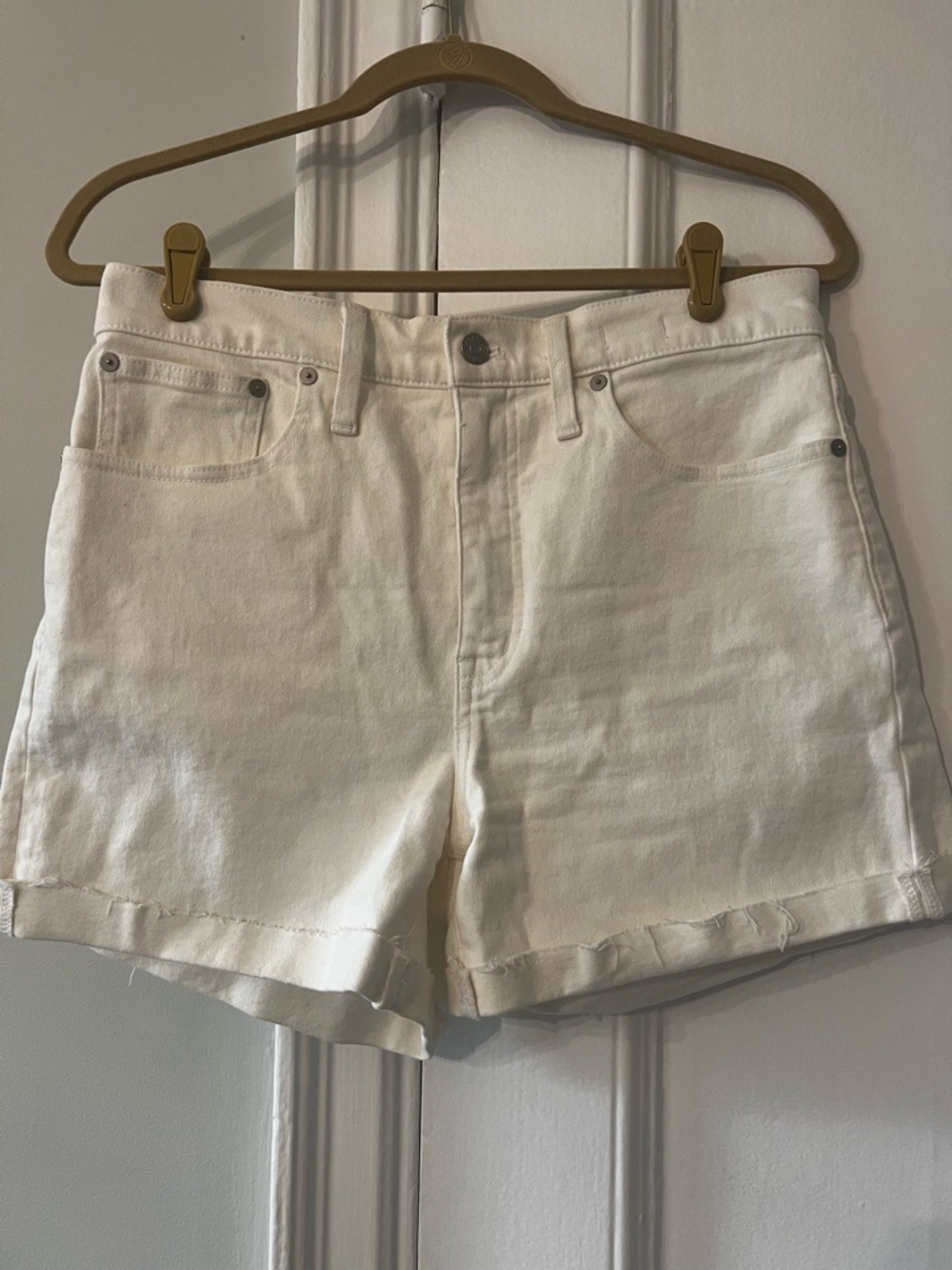 Madewell White High-Rise Denim Shorts